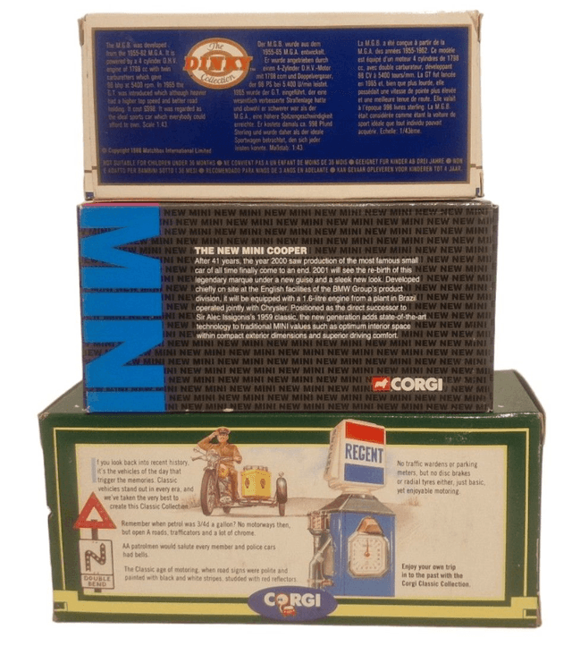 Mini Cooper, Jaguar Mark II & 1965 MGB GT models