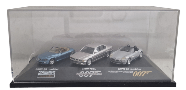 James Bond BMW Z3, BMW Z8, BMW 750iL 1/87 & BMW Z8 1/43 scale die cast models