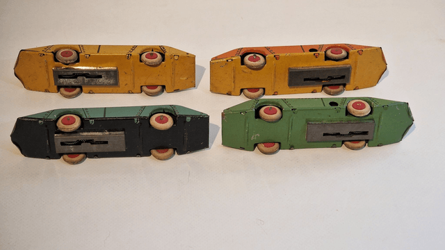 Rare tinplate mechanical speedway streamlined racers by Lindstorm