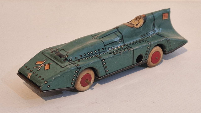 Rare tinplate mechanical speedway streamlined racers by Lindstorm